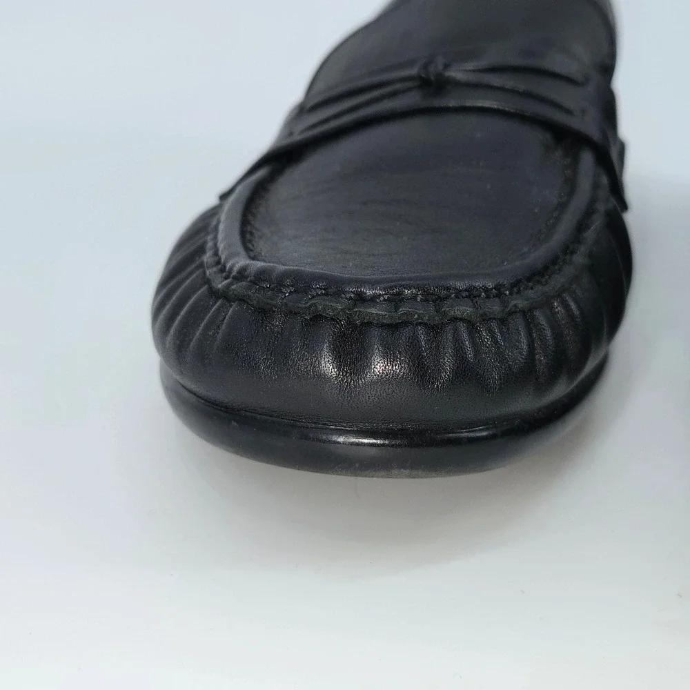 SAS Bounce Black Leather Wedge Loafer Moc Toe Slip On Comfort Shoes 9.5‎ M